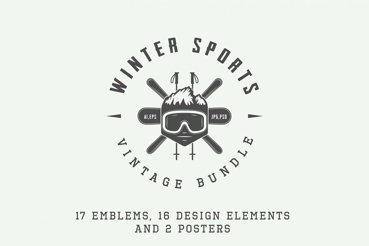 Set of vintage winter sports emblems example image 1