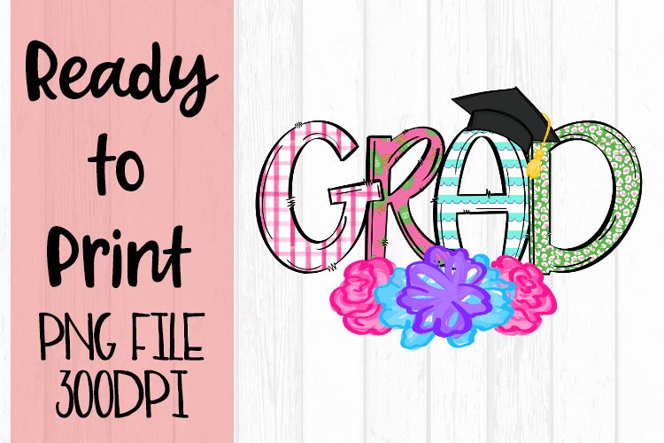 Grad with Cap and Flowers Ready to Print example image 1