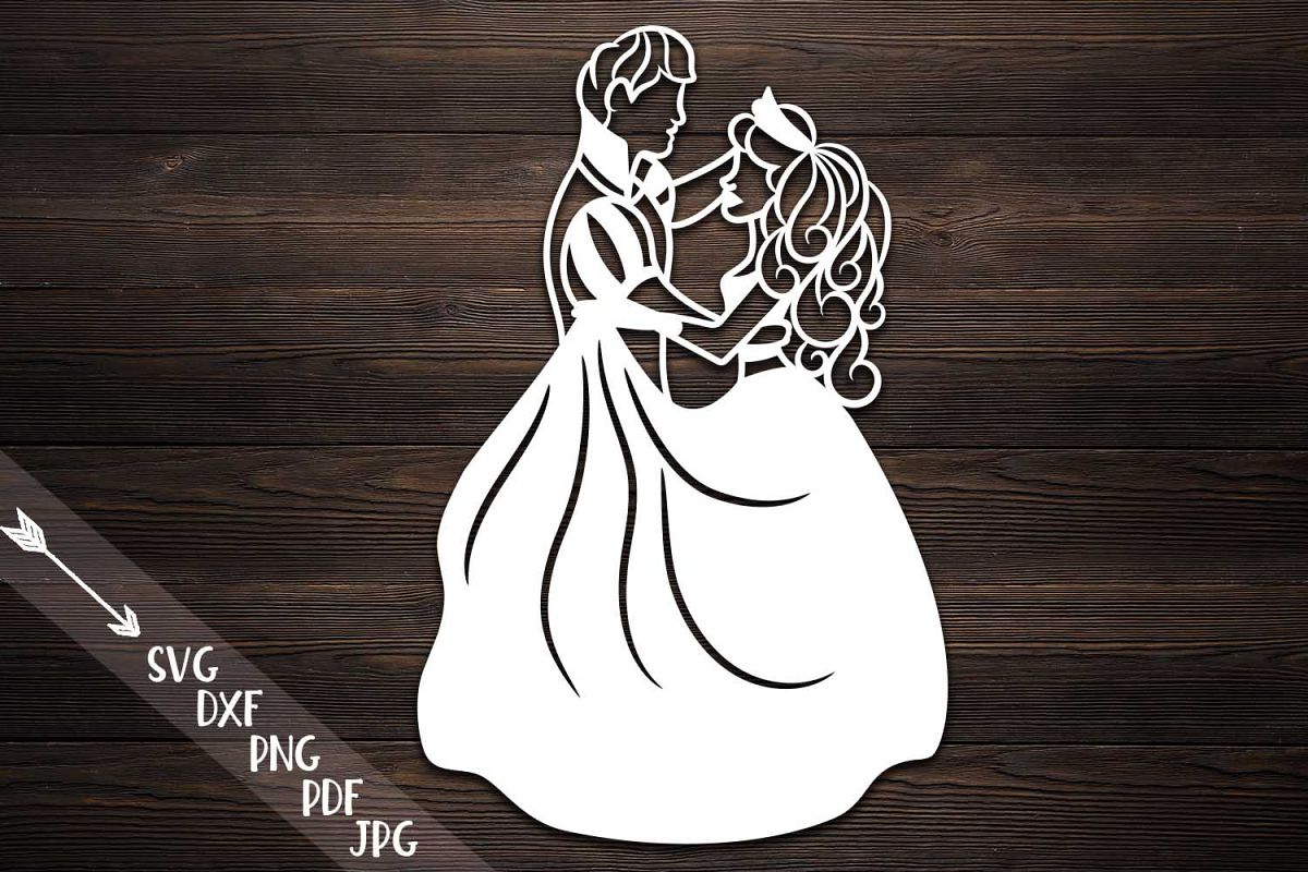Download Couple papercutting template, bride and groom svg