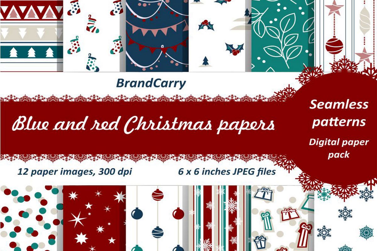 Christmas Digital Papers example image 1