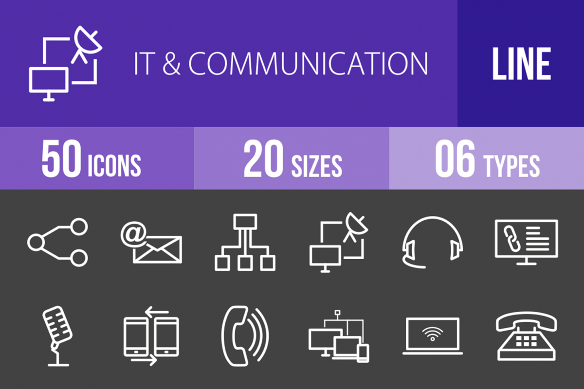 50 IT & Communication Line Inverted Icons example image 1