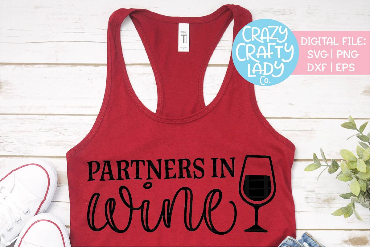 Partners in Wine Wedding SVG DXF EPS PNG Cut File example image 1