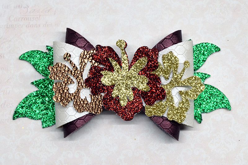 Wreath Hair bow template SVG, DIY leather bow template example image 1