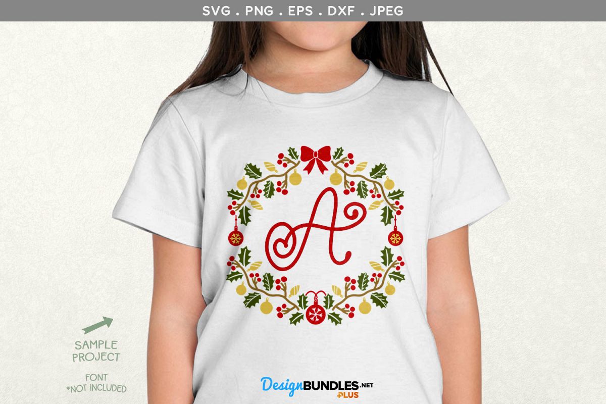 Leaves & ornaments Monogram Frame - svg, printable example image 1