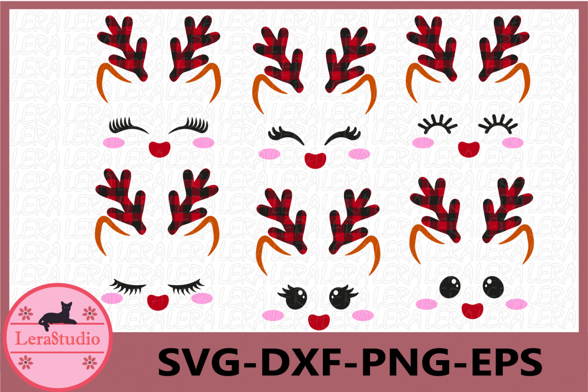 Little Deer Face svg, Buffalo Plaid Svg, Little Deer Vector example image 1