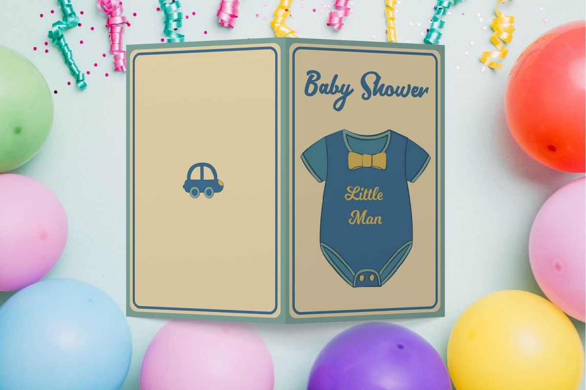Baby Boy Shower Cards Printable, JPEG, PDF, Vector example image 1