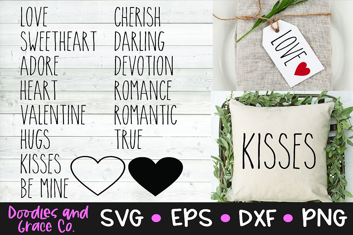 Download Rustic Valentine's Day Words SVG - DXF - EPS - PNG (410790 ...