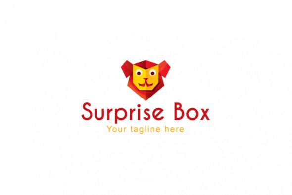 Surprise Box - Cute Lion Stock Logo Template example image 1