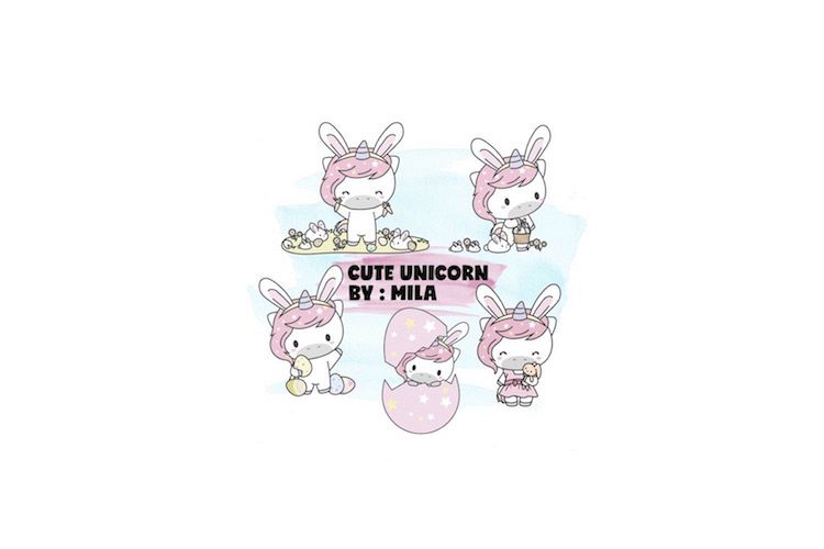 KAWAII UNICORN CLIPART BUNDLE PNG example image 1