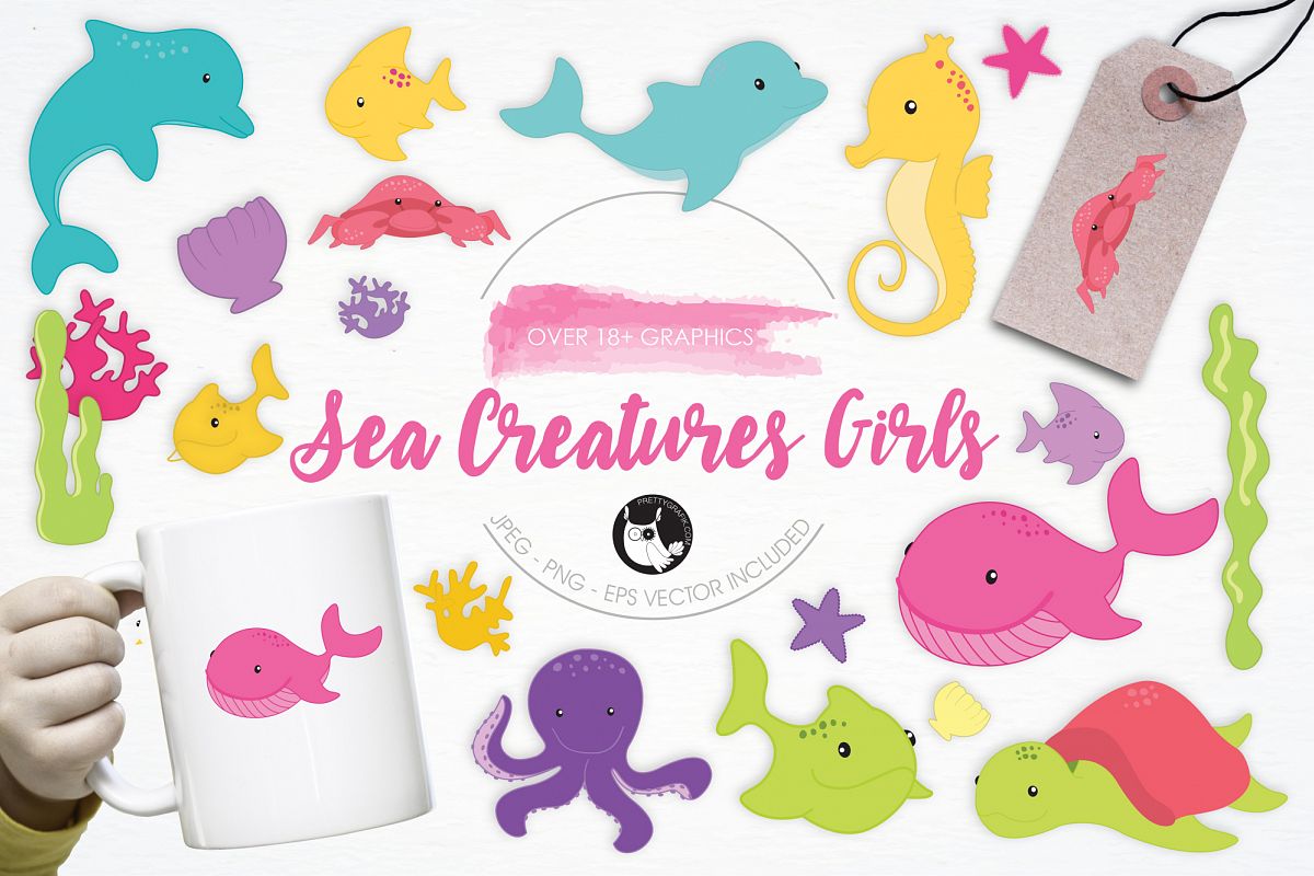 Sea Creatures Girls graphics and illustrations example image 1