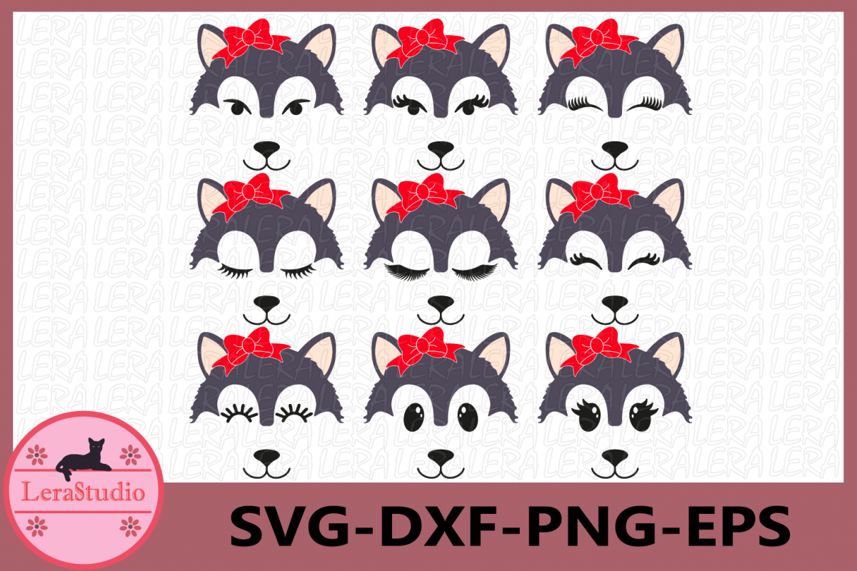 Wolf Eyelashes Face Svg, Wolf Face SVG, Animal face svg example image 1