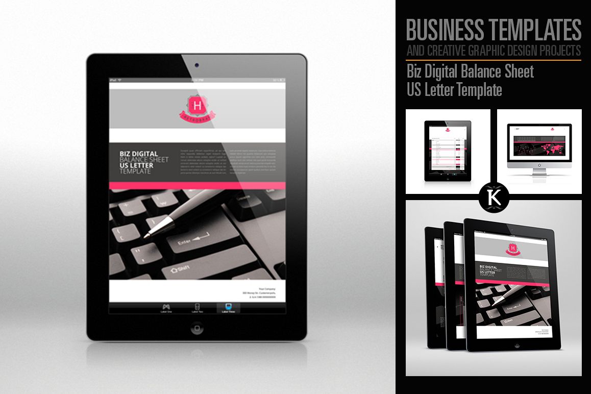Biz Digital Balance Sheet US Letter Template example image 1