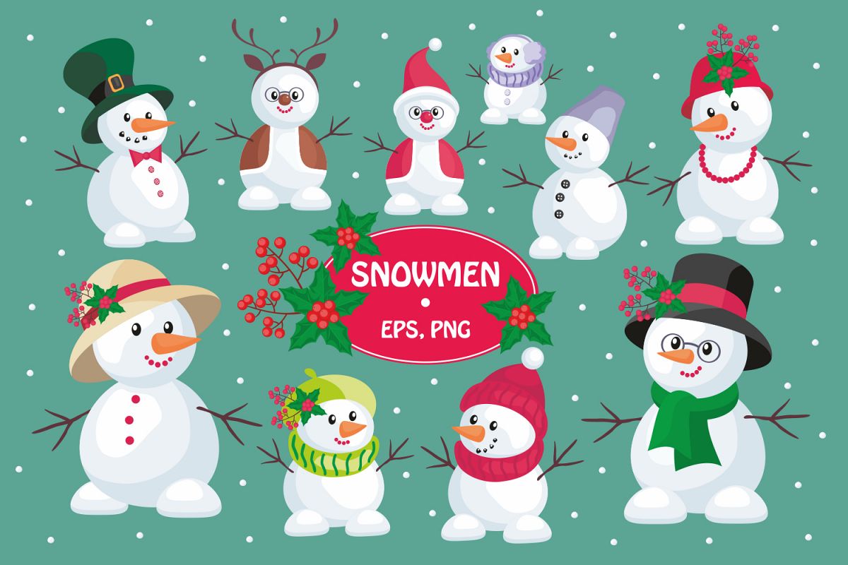 Snowmen. Christmas clip arts example image 1