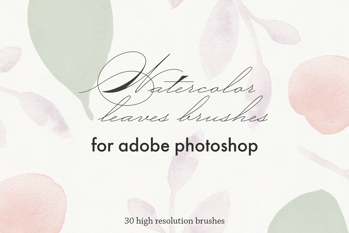 Watercolor Leaves Stamp Brushes example image 1