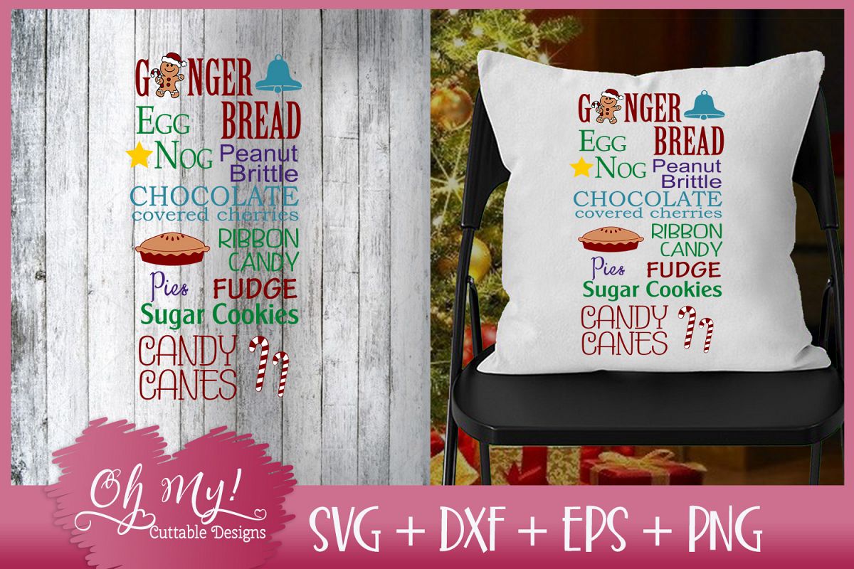 Gingerbread - Eggnog - Candy Canes - SVG DXF EPS PNG example image 1
