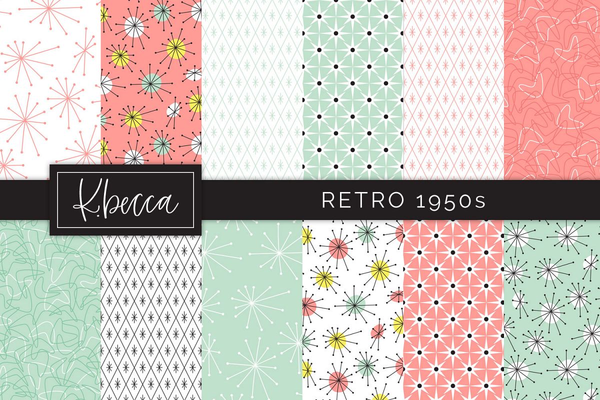 Retro 1950s Background Patterns Seamless