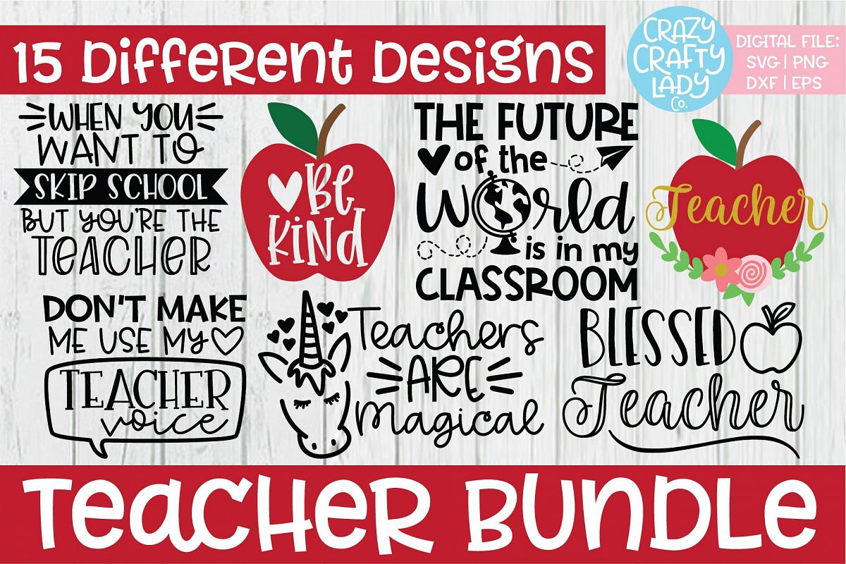 Teacher SVG DXF EPS PNG Cut File Bundle example image 1