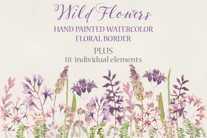 Wild flower border in watercolors example image 1