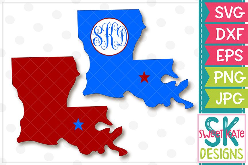 Louisiana with Monogram Option SVG DXF EPS PNG JPG example image 1