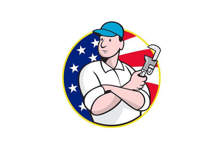 American Plumber Worker With Adjustable Wrench example image 1