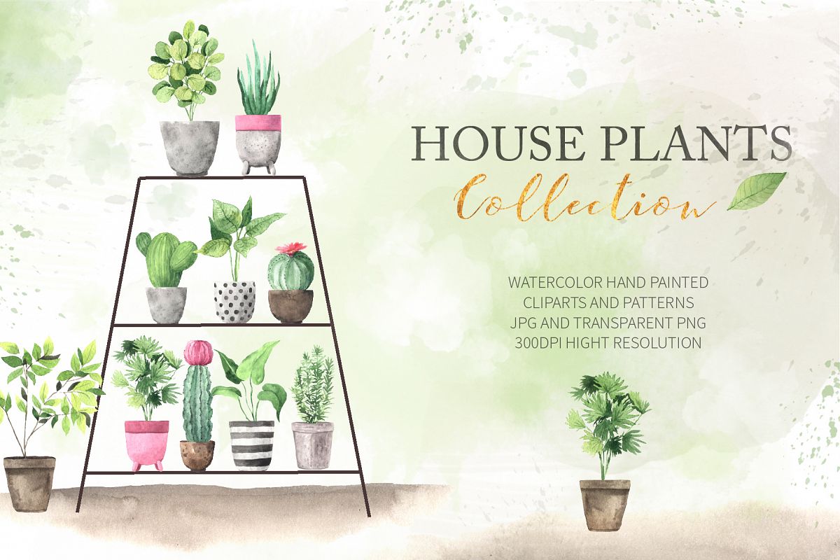 Watercolor House Plants Collection example image 1