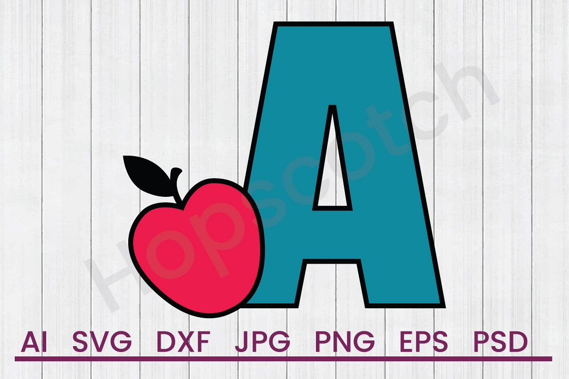 Apple SVG, A SVG, DXF File, Cuttatable File example image 1