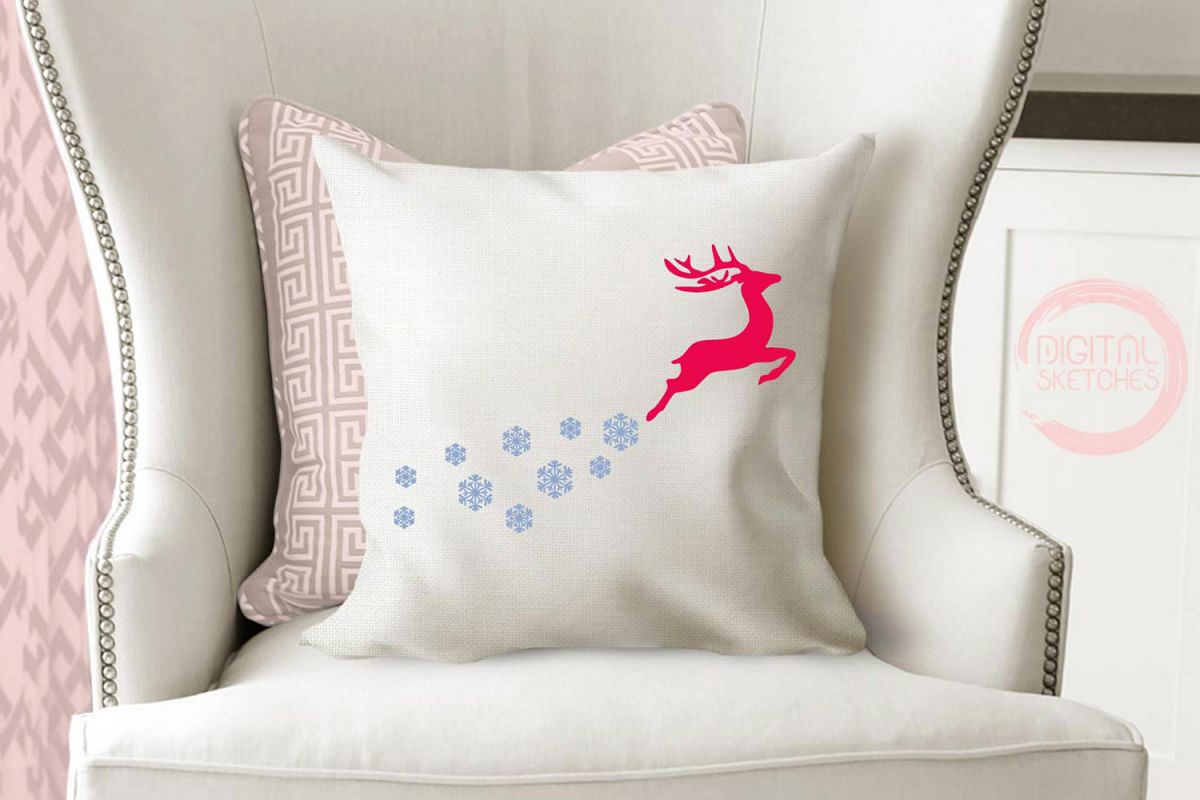 Deer Snowflakes Cut File Vector Graphics Illustration example image 1