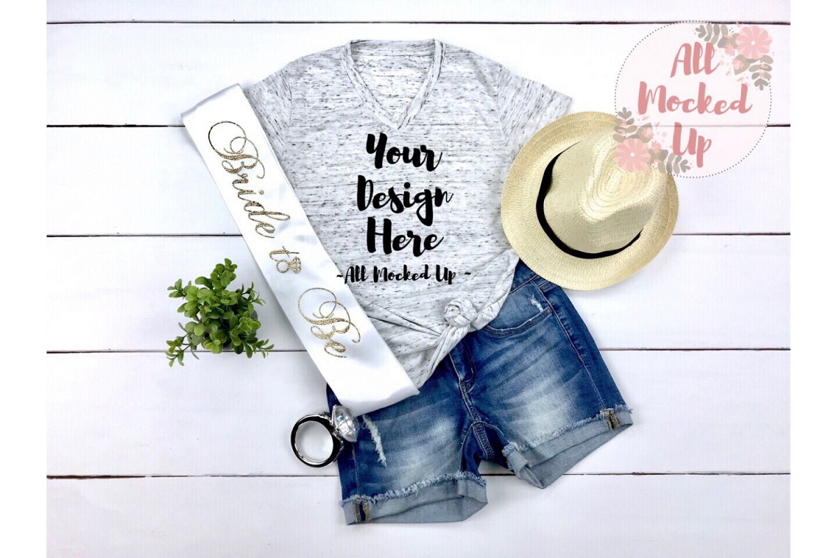 Bella Canvas 3005 White Marble Shirt Wedding Mock Up 3/19 example image 1