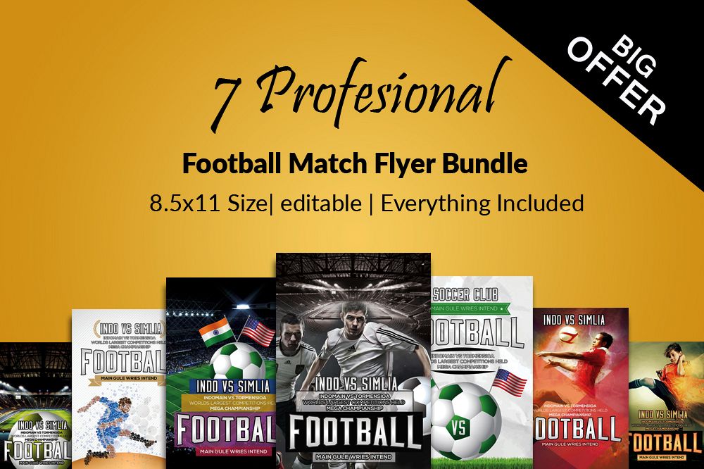 7 Football Match Flyers Bundle example image 1