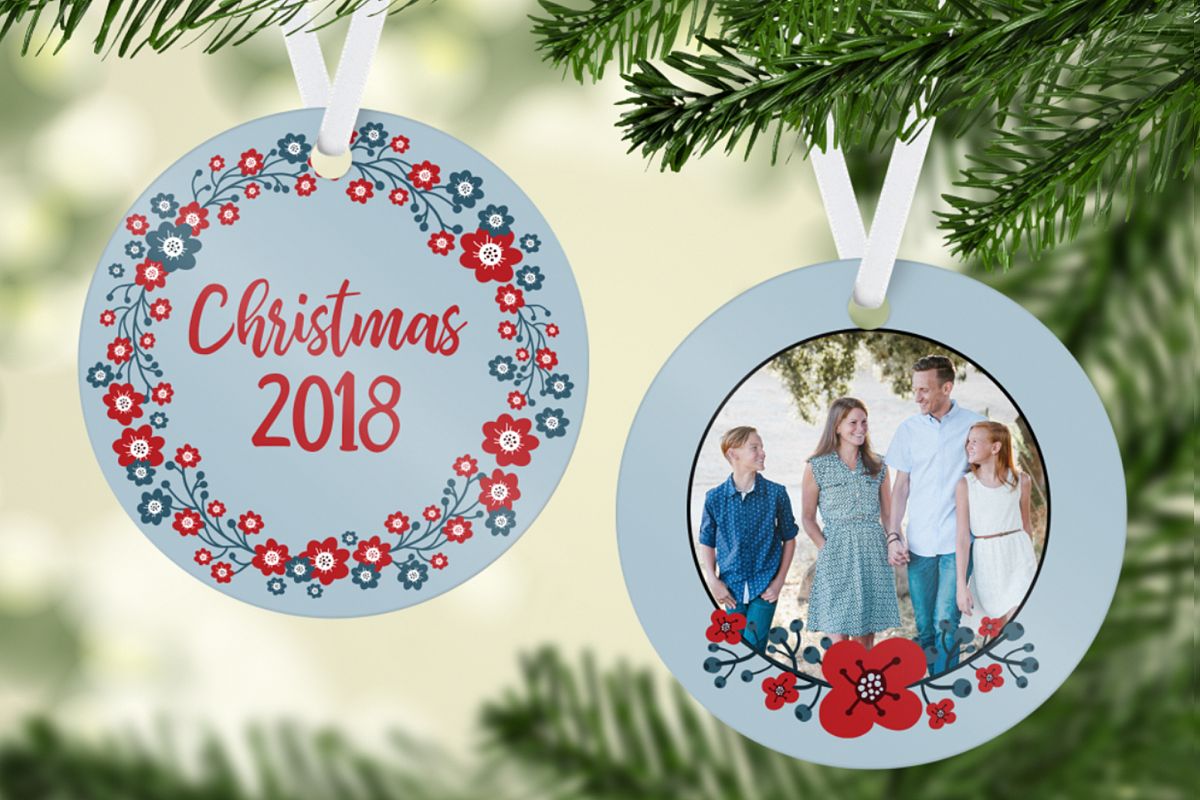 Blue & Red Floral Ornament Template example image 1