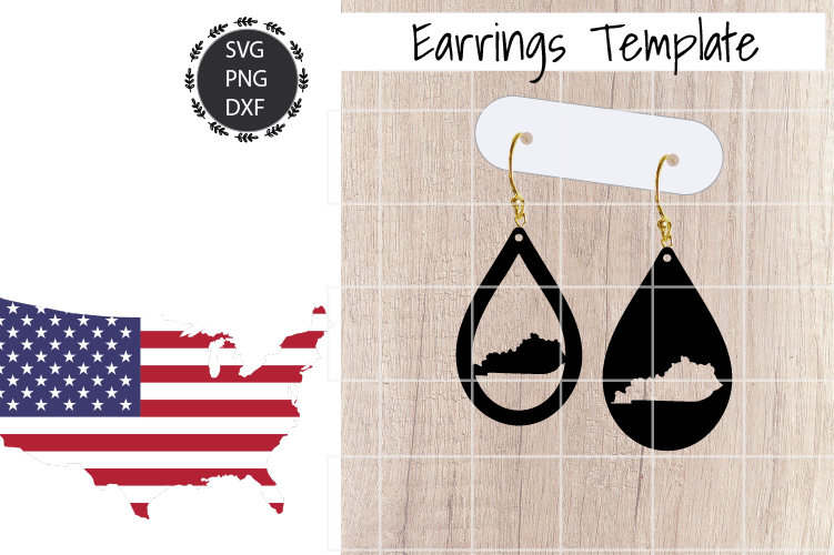Earrings Template - Kentucky Teardrop Earrings Svg example image 1