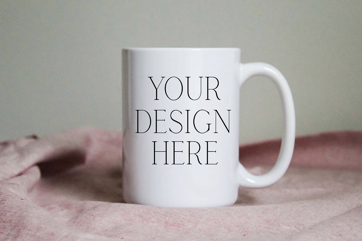 Pink Linens 15 Ounce Mug Mockup example image 1