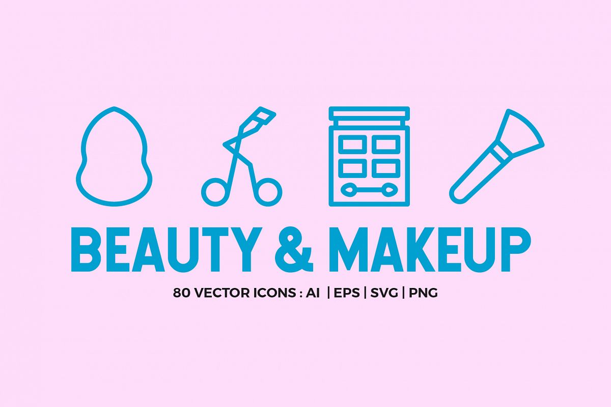 80 Beauty & Makeup Line Icons example image 1