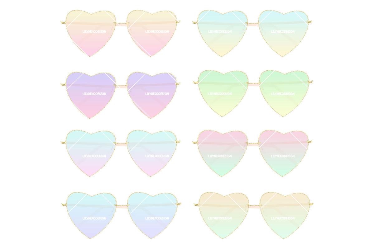 Heart shaped Sunglasses Clipart Illustration example image 1