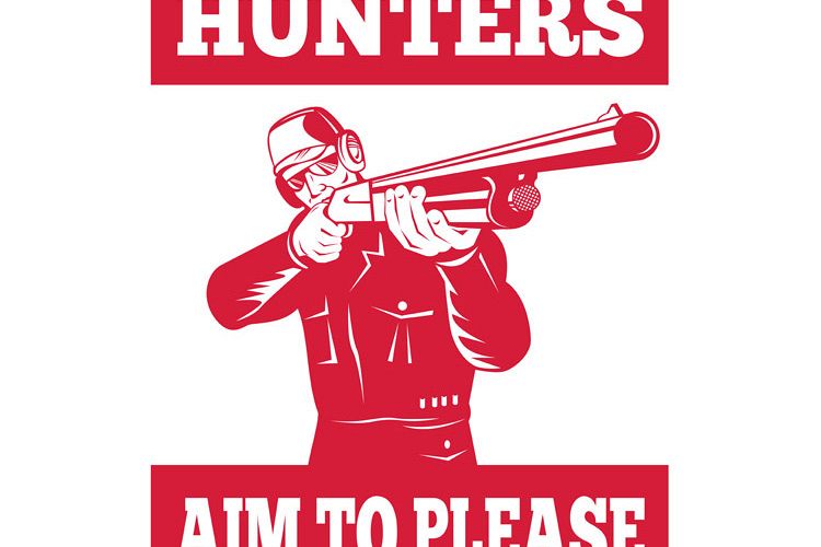 Hunter aiming a shotgun rifle front view example image 1