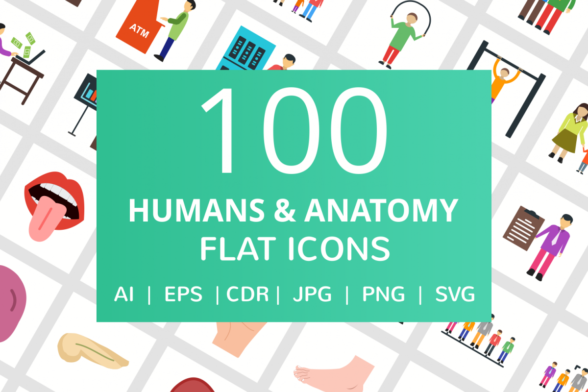 100 Humans & Anatomy Flat Icons example image 1