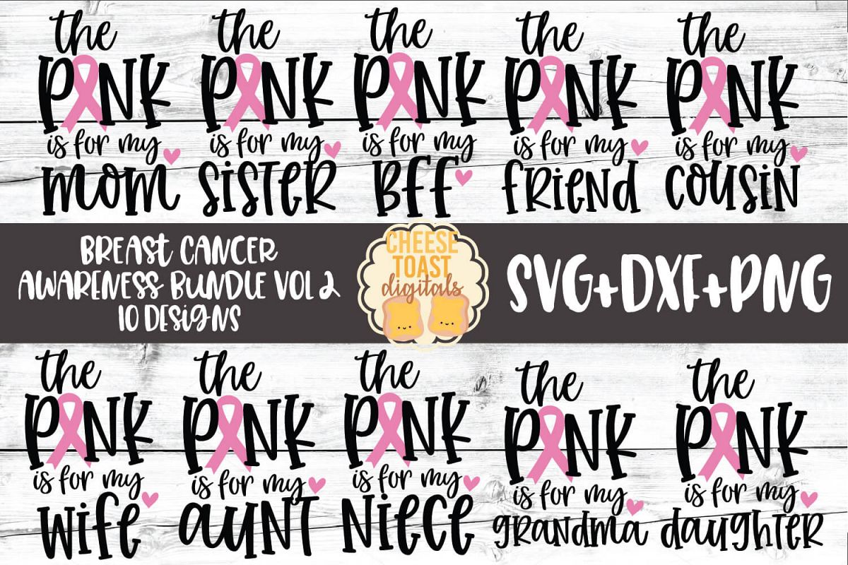 Breast Cancer Awareness Bundle Vol 2 - SVG PNG DXF Cut Files example image 1