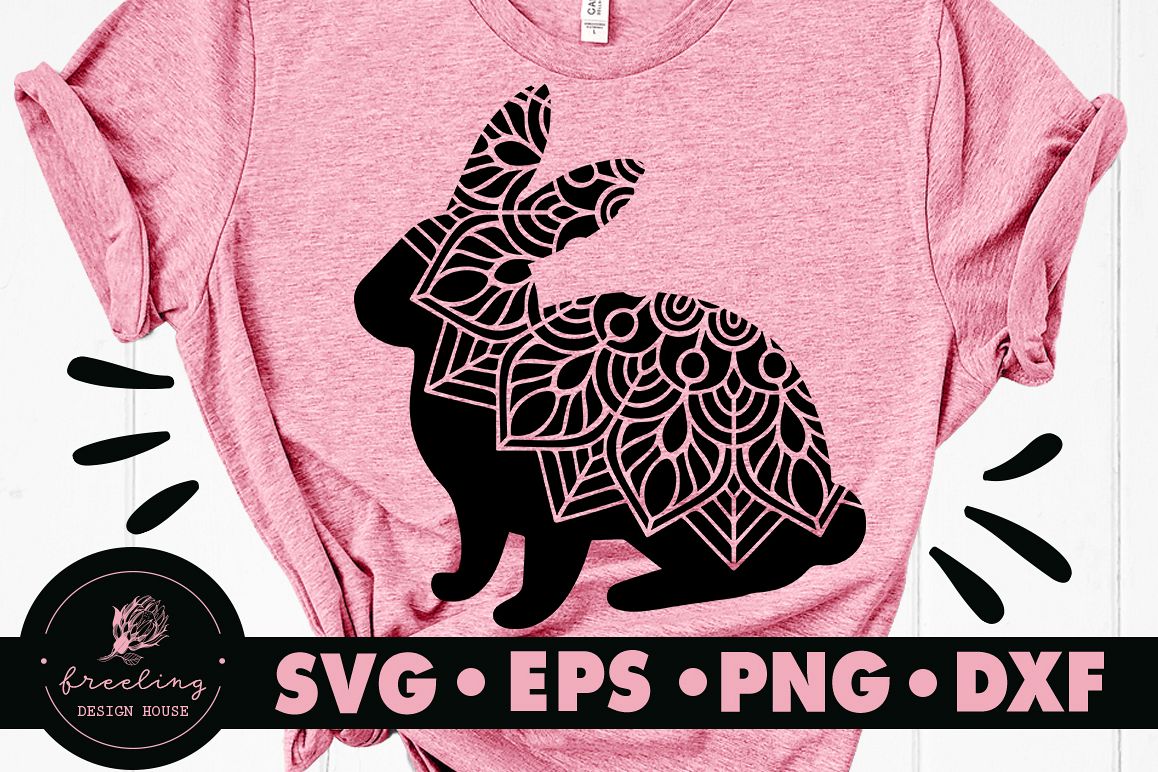 Mandala Bunny SVG DXF EPS PNG example image 1