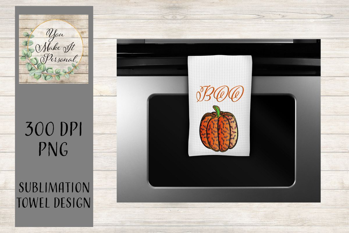 Kitchen Towel Designs for Halloween/Batty Pumpkin example image 1