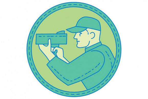 Policeman Speed Radar Gun Circle Mono Line example image 1