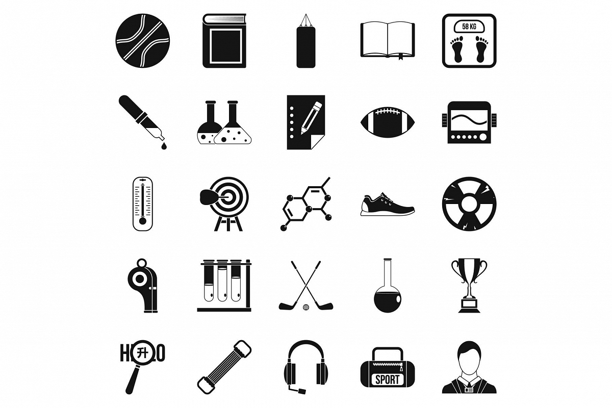 Academy icons set, simple style example image 1