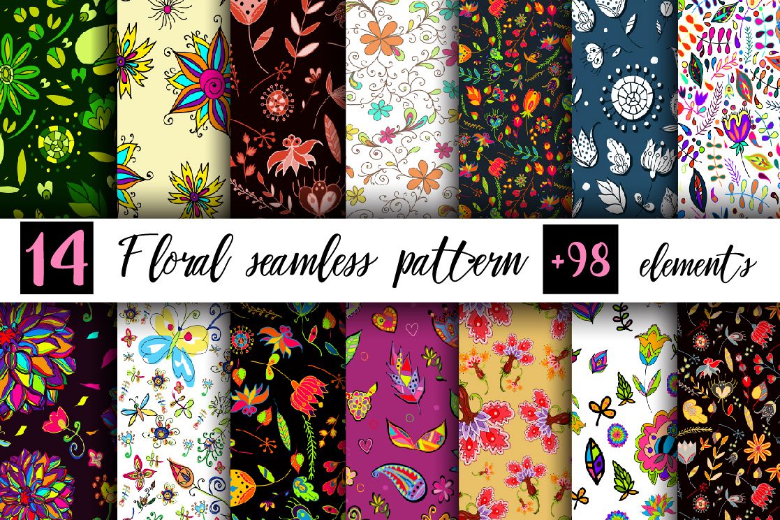 Floral seamless set 1. example image 1