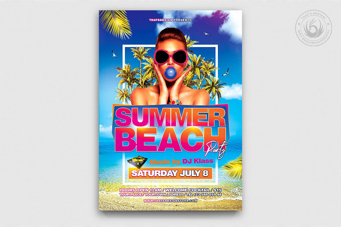 Summer Beach Flyer Template V4 example image 1