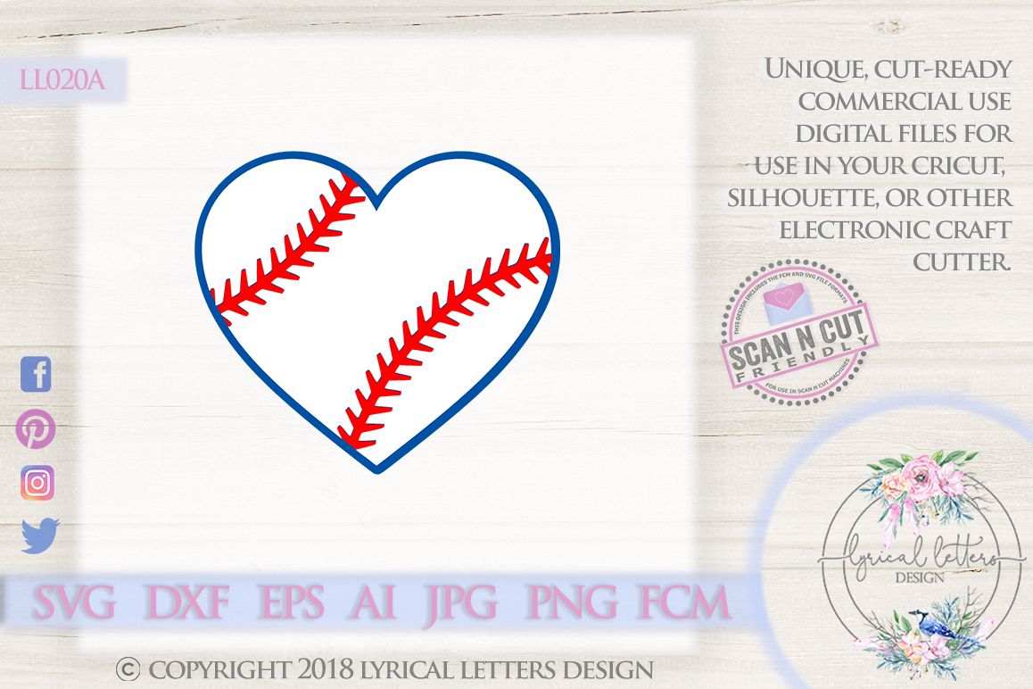 Baseball Heart SVG DXF Cut File LL020A example image 1