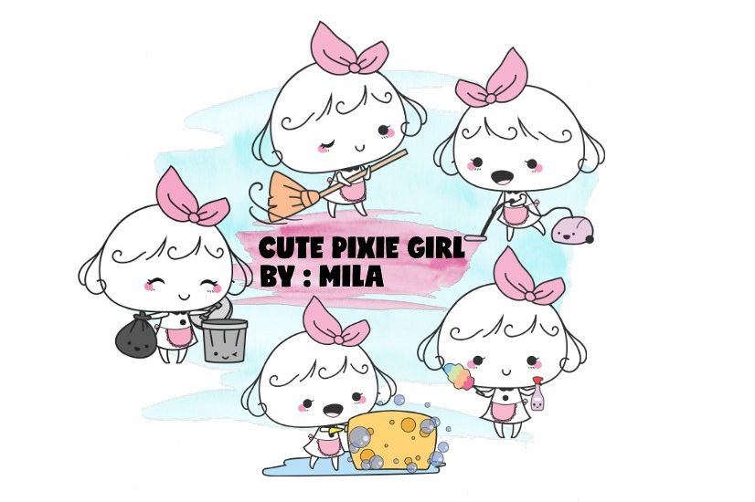 KAWAII GIRL CLIPART BUNDLE PNG example image 1