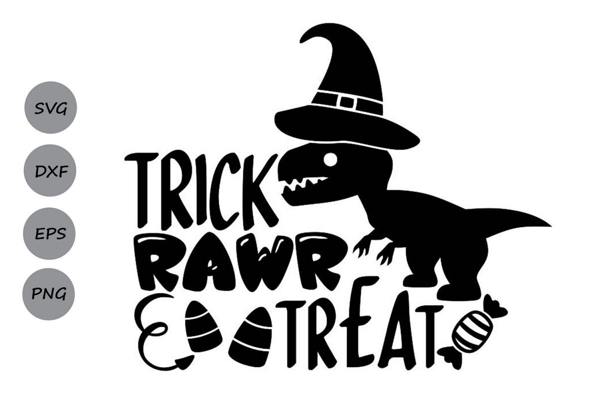 Trick Rawr Treat Svg, Halloween Svg, Halloween Dinosaur Svg.