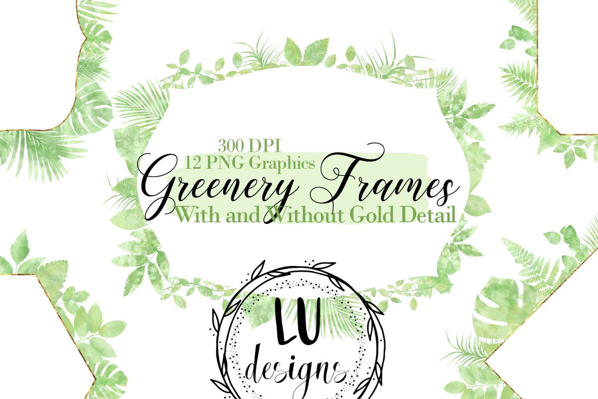 Watercolor Greenery Frames example image 1