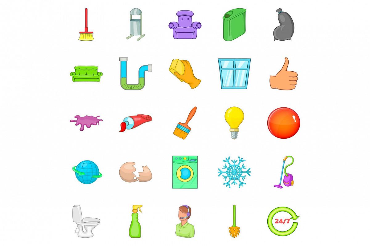 Service worker icons set, cartoon style example image 1
