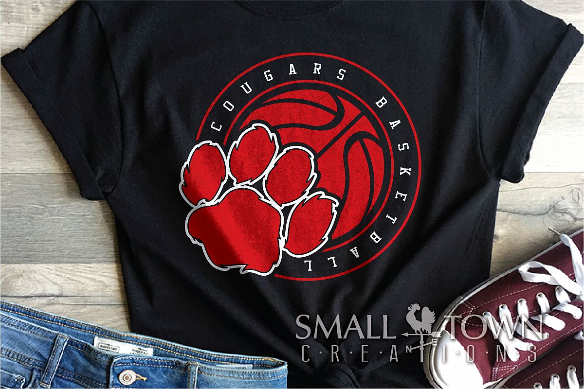 Cougar basketball, Cougars mascot, PRINT, CUT, DESIGN example image 1