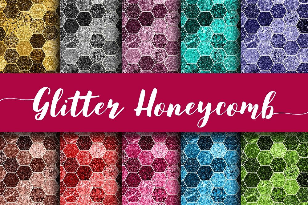 Glitter Honeycomb Digital Paper example image 1